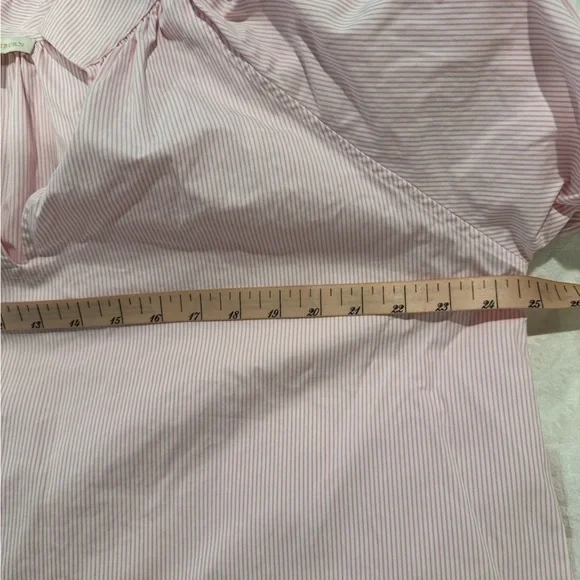 ANN MASHBURN Pink white stipe popover Blouse with Mandarin Collar - Picture 8 of 9